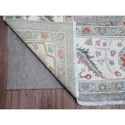 9'2"X11'10" Shark Gray Hand Knotted Heris All Over Design Peshawar Rug