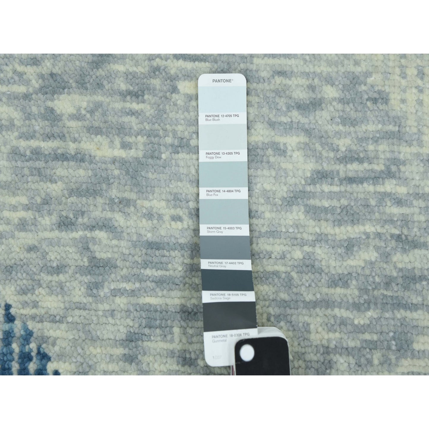 2'X3' Blue Wool Hand Knotted Geometric Art Deco Collection Mat Rug