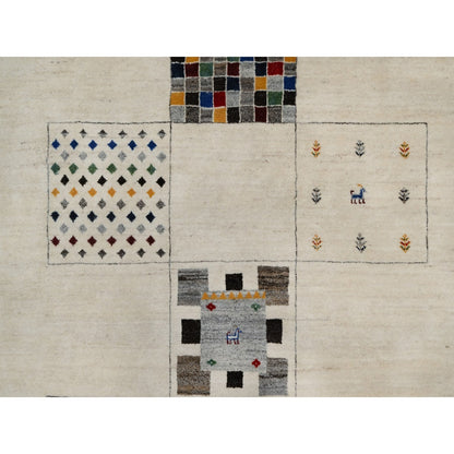 Rug 8'3"x10'2" White Modern Wool Hand Knotted Animal Figurines Lori Buft