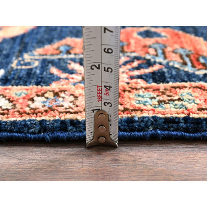 3'X4'10" Midnight Blue Heris All Over Design Hand Knotted Soft Wool Rug