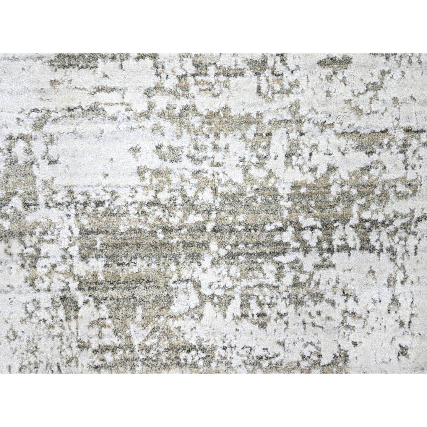 8'X10' White Modern Design Hand Loomed Wool And Bamboo Silk Oriental Rug