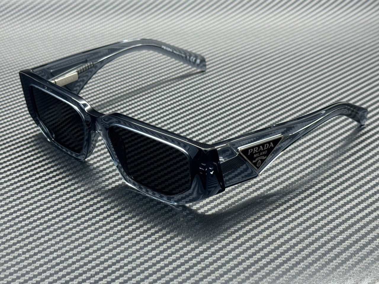 PRADA PR 09ZS 17T08Z Transparent Ocean Grey Men's 54 mm Sunglasses