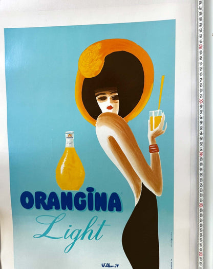 Orangina Light By Bernard Villemot Vintage Poster On Linen 1989