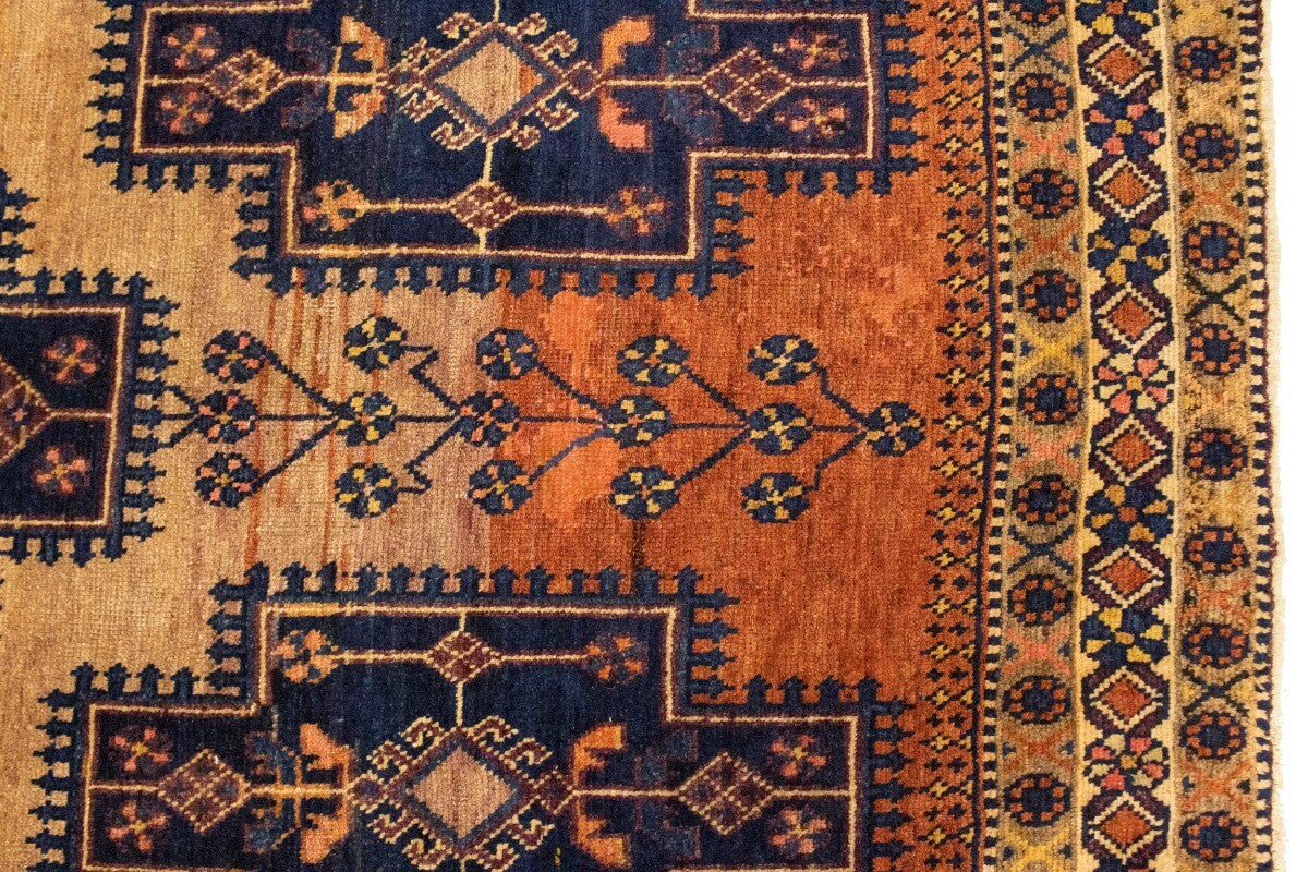 Semi-Antique Tribal Geometric Wide Runner Rug