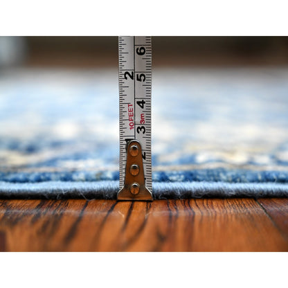 4'1"X9'6" Blue Heris Design Wool Hand Knotted Wide Runner Oriental Rug