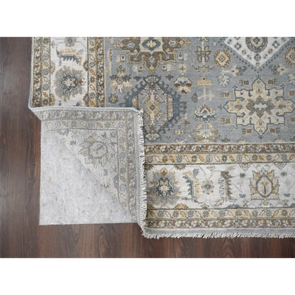 8'X8' Gray And Ivory Karjihooz Design Wool Square Oriental Rug