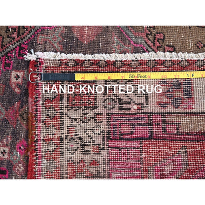 3'6"X10'9" Multicolored Soft Wool Zoroastrian Heris Runner Oriental Rug