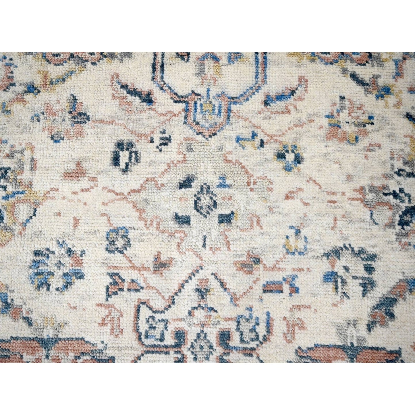 8'10"X11'10" Ivory Pure Wool Hand Knotted Mahal Design Oriental Rug