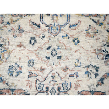 8'10"X11'10" Ivory Pure Wool Hand Knotted Mahal Design Oriental Rug