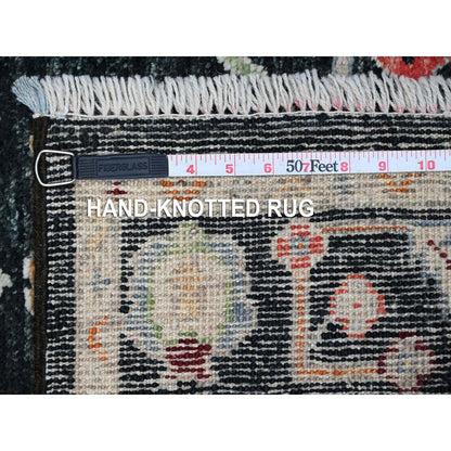 2'10"X12' Eerie Black Tribal Design Angora Oushak Runner Oriental Rug