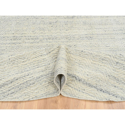 9'10"X9'10" Beige Wool Hand Loomed Modern Design Round Oriental Rug