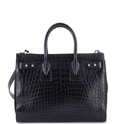 Saint Laurent Sac De Jour Nm Bag Crocodile Embossed Leather Small