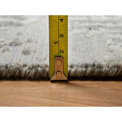 8'1"X8'1" Gray Undyed Natural Wool Modern Hand Knotted Square Rug