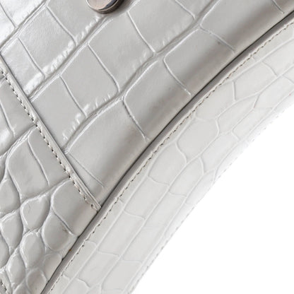 Balenciaga Hourglass Top Handle Bag Crocodile Embossed Leather Xs