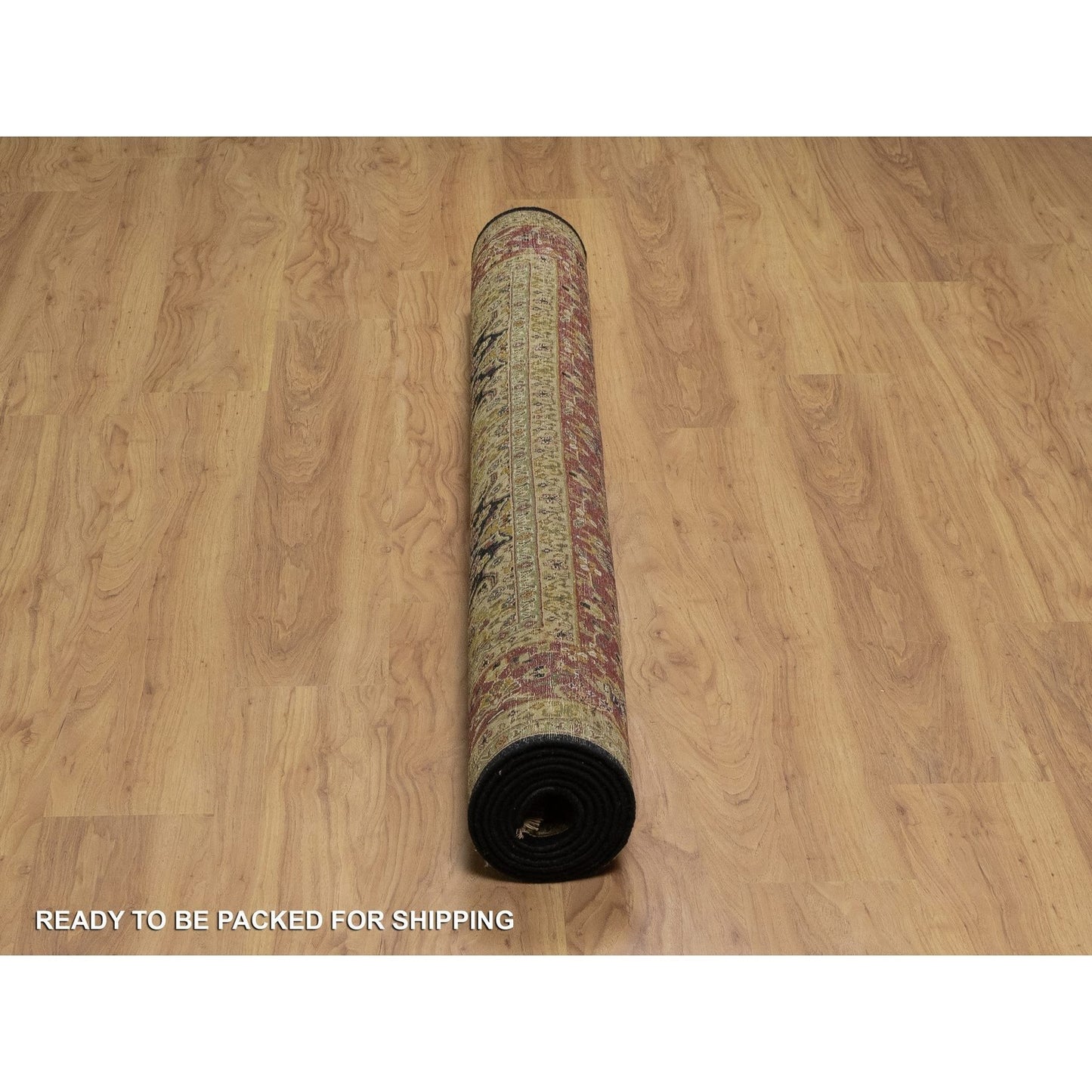 6'X9'1" Black Kishoon Revival New Zealand Wool Hand Knotted Oriental Rug