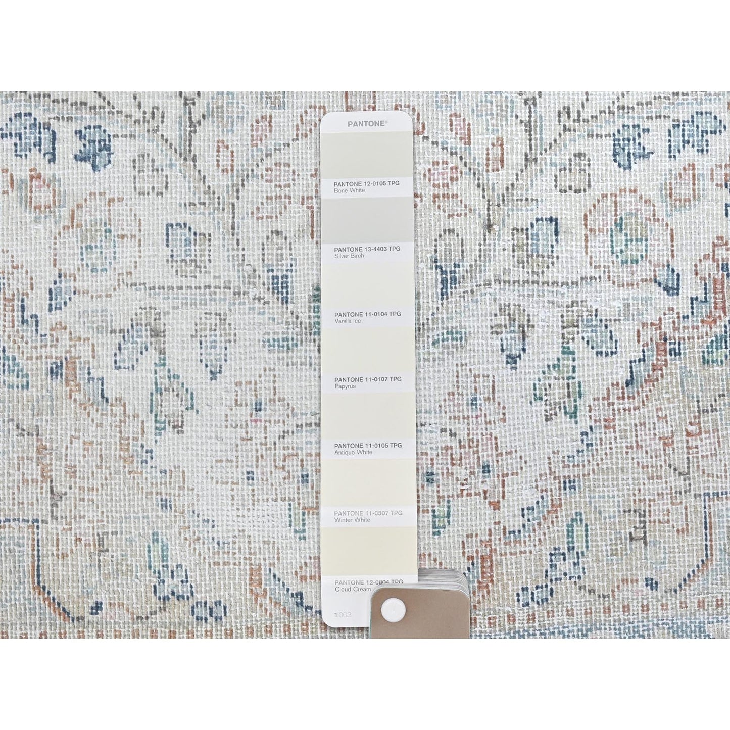 1'10"X2'10" Ivory Hand Knotted Vintage Farsian Karman Worn Wool Mat Rug