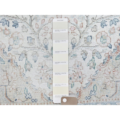 1'10"X2'10" Ivory Hand Knotted Vintage Farsian Karman Worn Wool Mat Rug