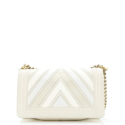 Chanel Boy Flap Bag Chevron Caviar And Calfskin Old Medium
