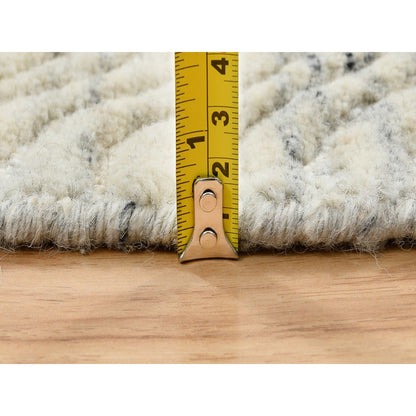 6'X6' Beige Wool Hand Loomed Variegated Modern Design Round Rug