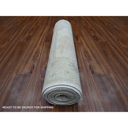 2'9"X15'4" Timberwolf Gray Afghan Angora Oushak Xl Runner Oriental Rug