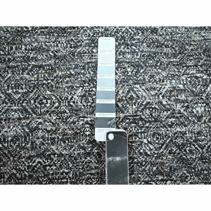 9'X12'2" Carbon Gray Kohinoor Herat Pattern Hand Knotted Soft Wool Rug
