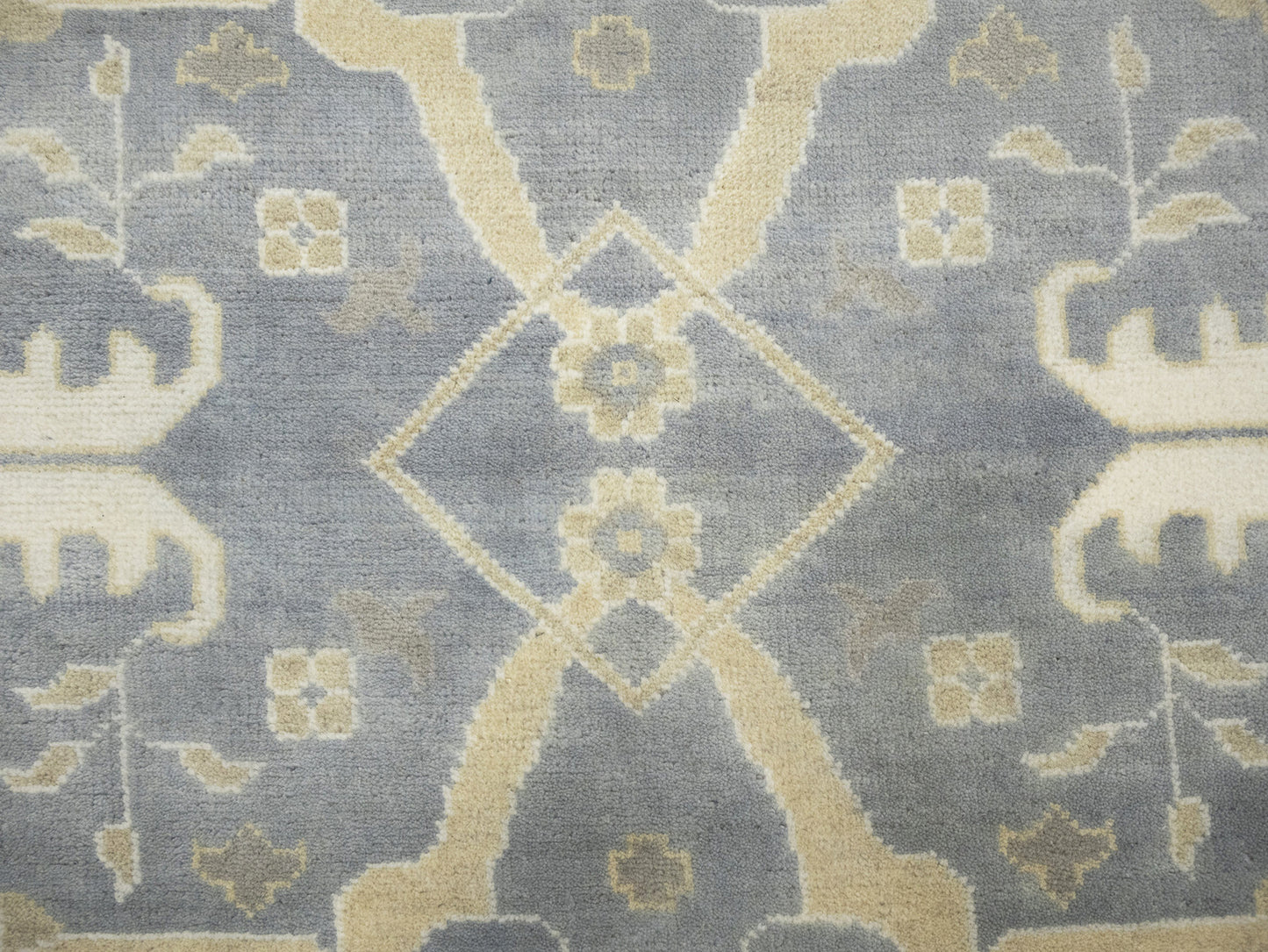 Muted Gray Floral Oushak Oriental Rug Handmade