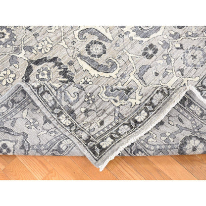 Rug 9'1"x12'3" Gray Peshawar Sultanabad All Over Design Hand Knotted Wool