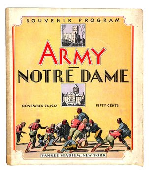 11/26/1932 Army Vs. Notre Dame College Program