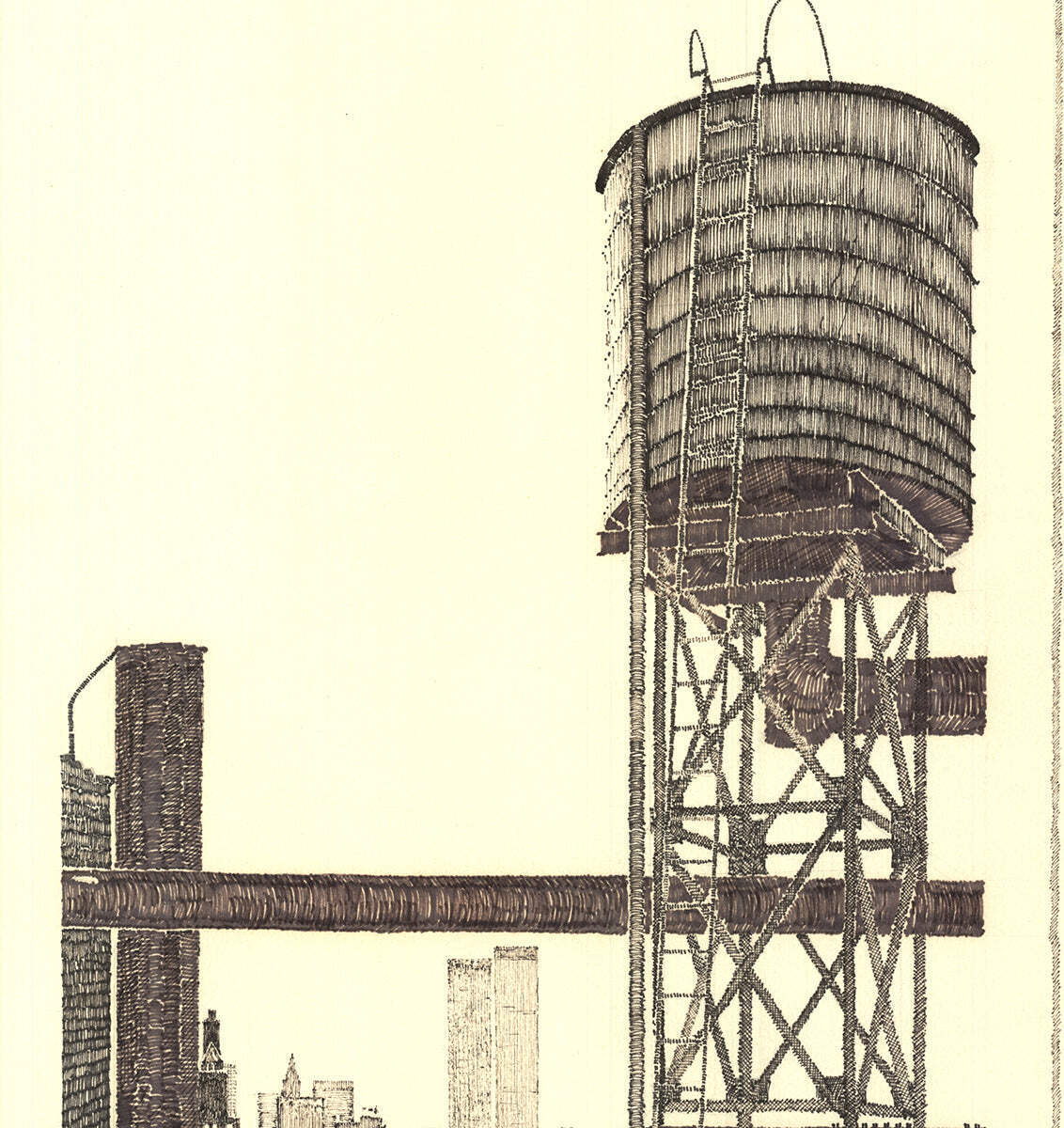 David Lingwood View From The Terrace Nyc Signed " Etching Contempor