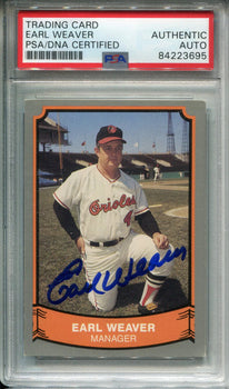 Earl Weaver Autographed 1989 Pacific Card #179 (Psa)