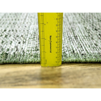 2'3"X8' White & Green Hand Knotted Oxidized Grass Design Wool Runner Rug