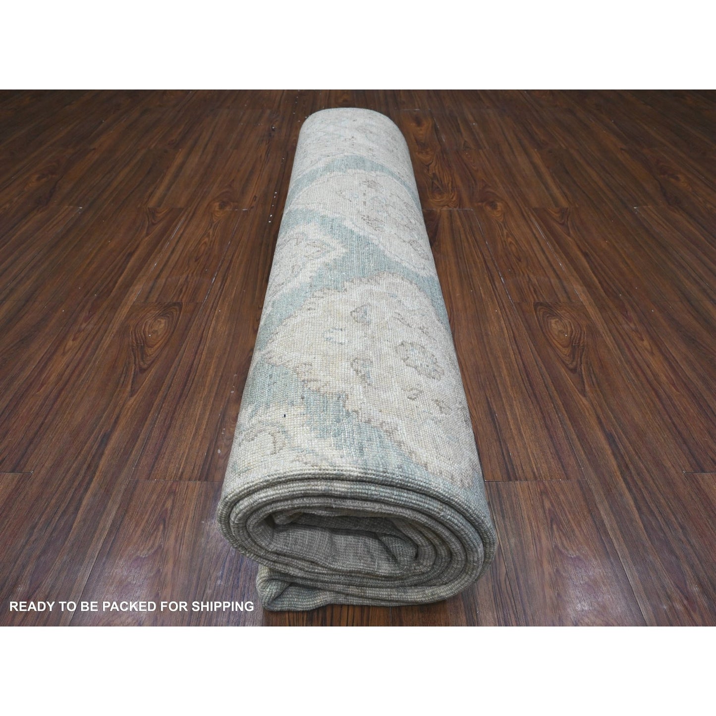 8'X10'4" Laurel Green Hand Knotted Fine Aryana Peshawar Wool Oriental Rug