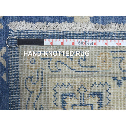 6'X8'8" Denim Blue Organic Wool Hand Knotted Fine Peshawar Oriental Rug