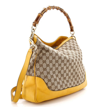 Gucci Diana Bamboo Shoulder Bag Gg Canvas Medium