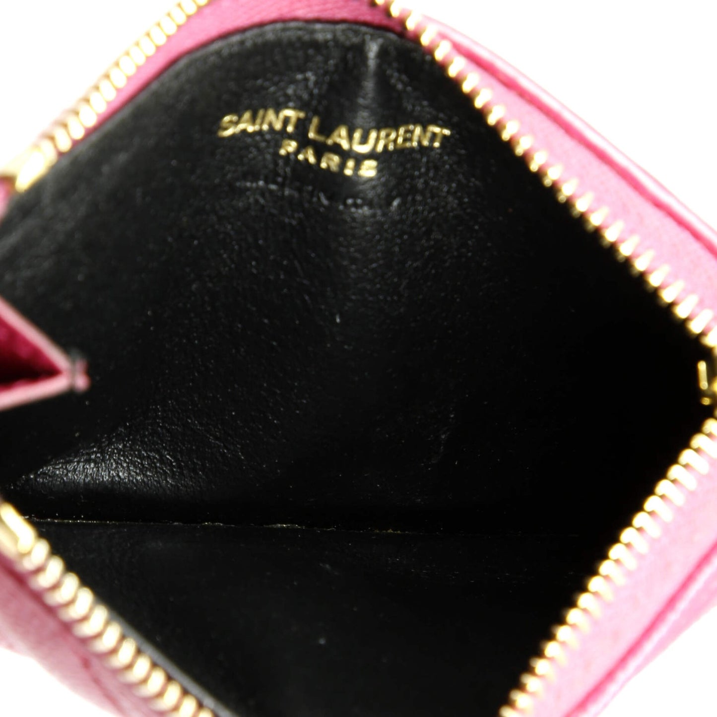 Saint Laurent Monogram Fragments Zip Card Holder Matelasse Chevron Leather