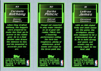 Lebron James, Carmelo Anthony, & Darko Milicic 2004 Topps Unsigned M3 Card