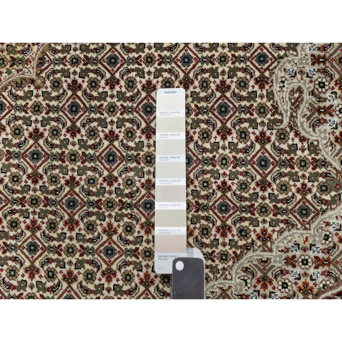 8'X10' Photon White Super Mahi Hand Knotted Wool And Silk 250 Kpsi Rug