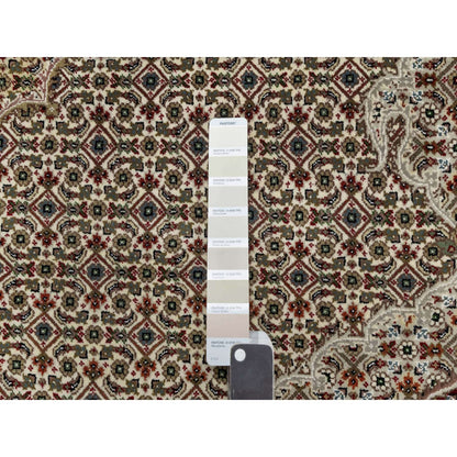 8'X10' Photon White Super Mahi Hand Knotted Wool And Silk 250 Kpsi Rug