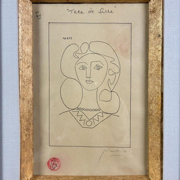 Pablo Picasso La Femme Au Collier Lithograph, Estate Stamp, Framed W/ Box