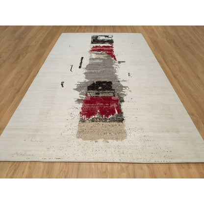 9'X12' White Modern Lori Buft Gabbeh 100% Wool Hand Knotted Oriental Rug