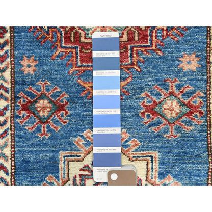2'9"X40'6" Blue Afghan Super Kazak Wool Hand Knotted Xl Runner Rug