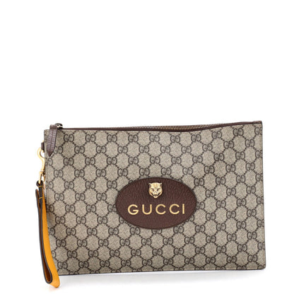 Gucci Neo Vintage Wristlet Pouch Gg Coated Canvas