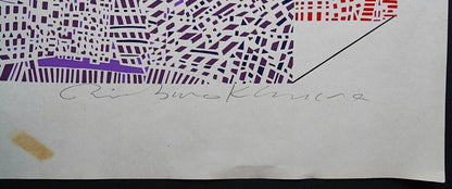 Risaburo Kimura Signed Original Serigraph Screenprint City-53 Edition Ap