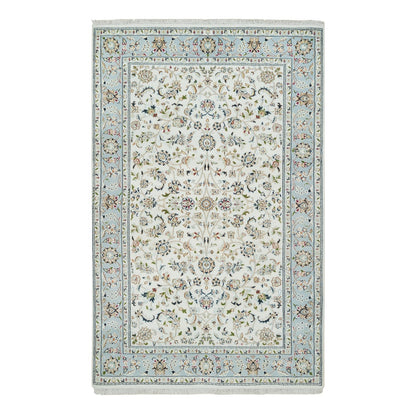 5'X8' Ivory Nain Design 250 Kpsi Natural Wool Hand Knotted Rug