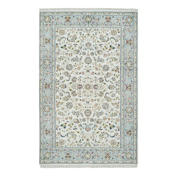 5'X8' Ivory Nain Design 250 Kpsi Natural Wool Hand Knotted Rug