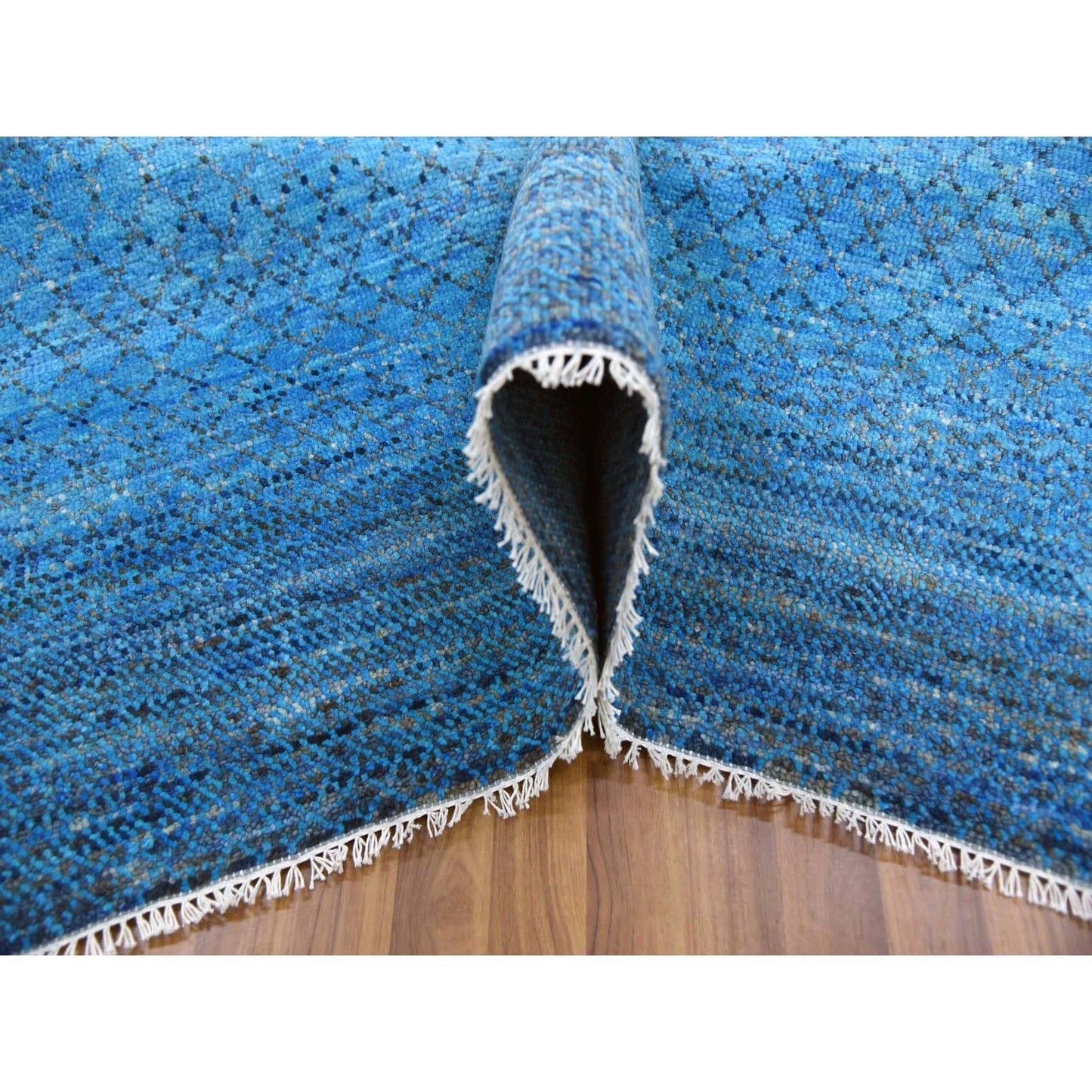 10'X14'3" Blue Modern Chiaroscuro Collection Pure Wool Hand Knotted Rug