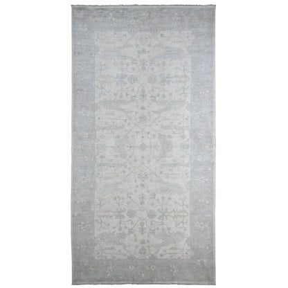 8'10"X17'4" White Afghan Angora Oushak Wool Hand Knotted Oversized Rug