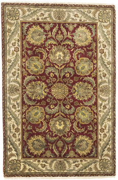 Thick Pile Hand-Knotted Floral Oriental Rug 6X9 ft Agra Jaipur