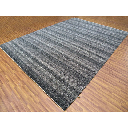 10'X13'10" Gray Hand Knotted Kohinoor Herrita Design 100% Plush Wool Rug