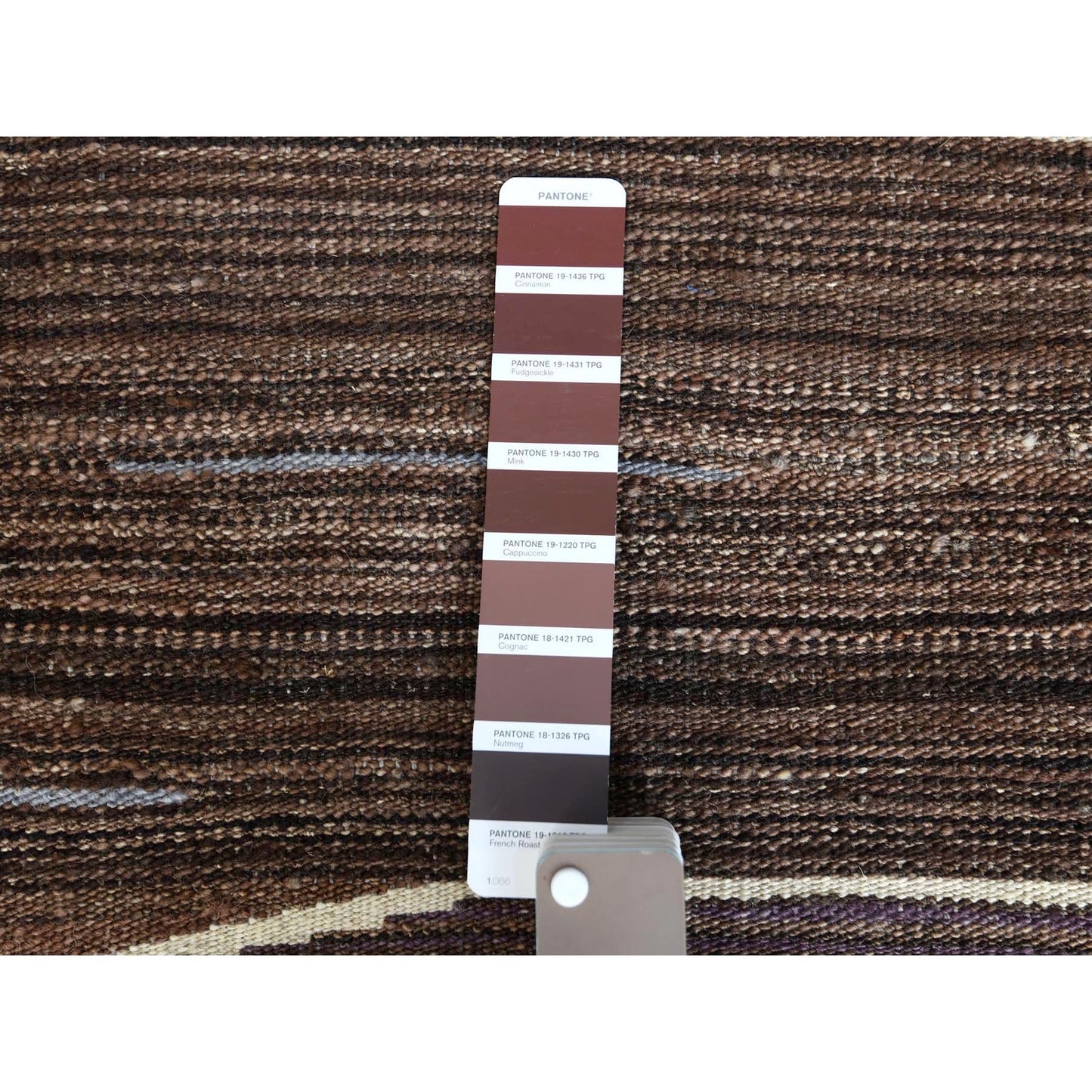 6'4"X9' Hand Woven Kilim Flat Weave Brown And Blue Mountain Design Rug